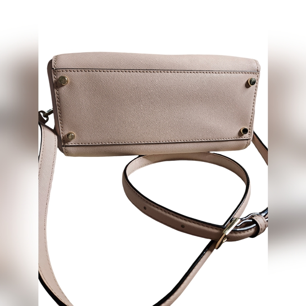 NWOT Kate Spade Blush Pink Crosshatch Leather Satchel Handbag w/ Crossbody Strap - Picture 7 of 16